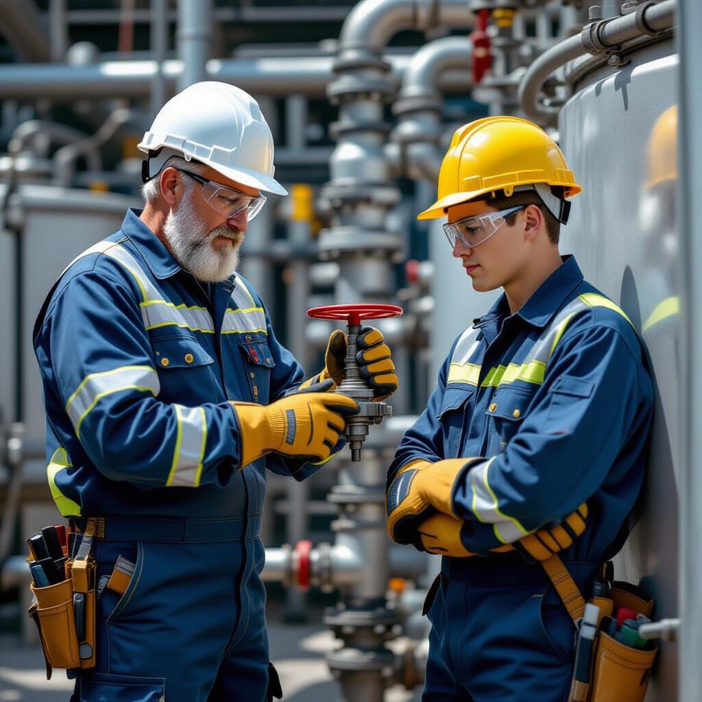 Worker Training at Chemical Plant in Photorealistic Style