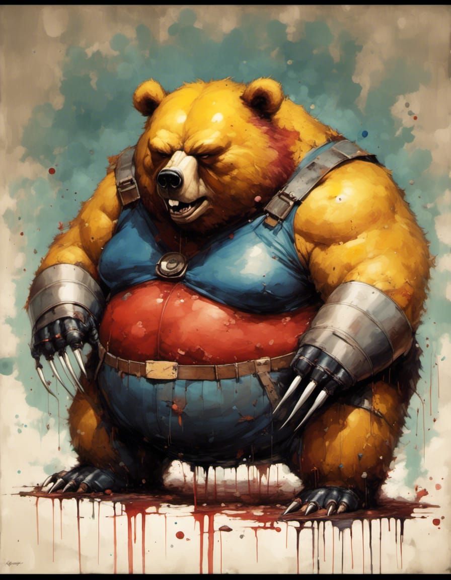 Obese Bear-Wolverine X-Men Portrait