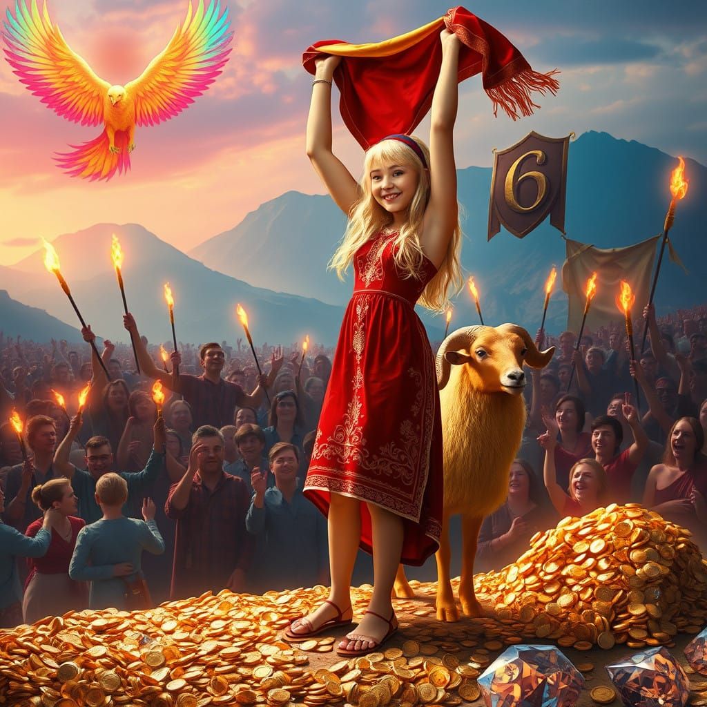 Golden Goddess of Wonder: A Triumphant Alice in Hyperrealist...