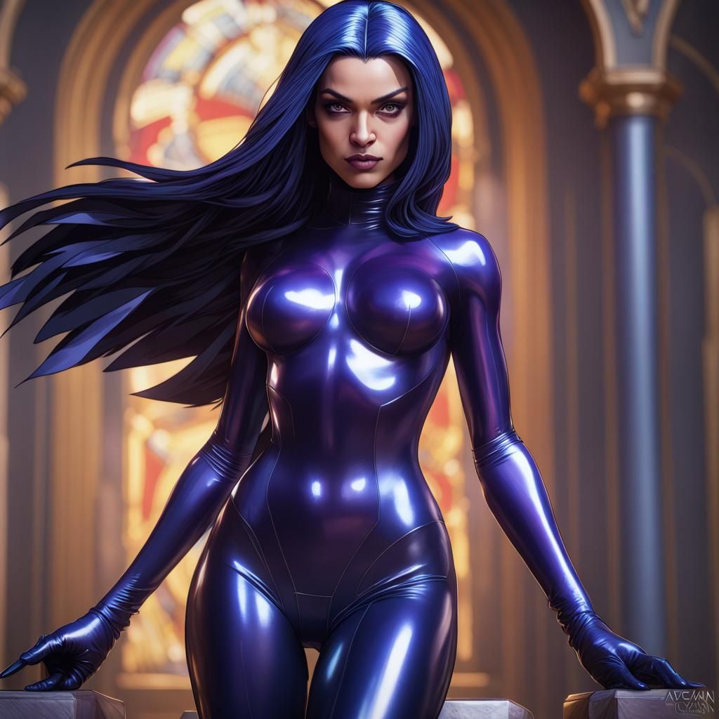 Latex Raven Portrait in Art Nouveau Style