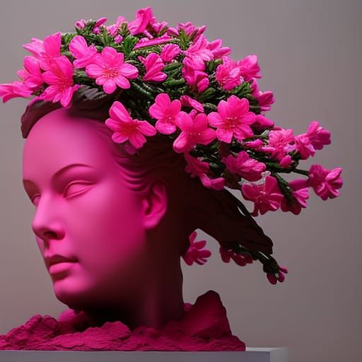 Pink Blossom Sculpture in Hyperrealistic Style