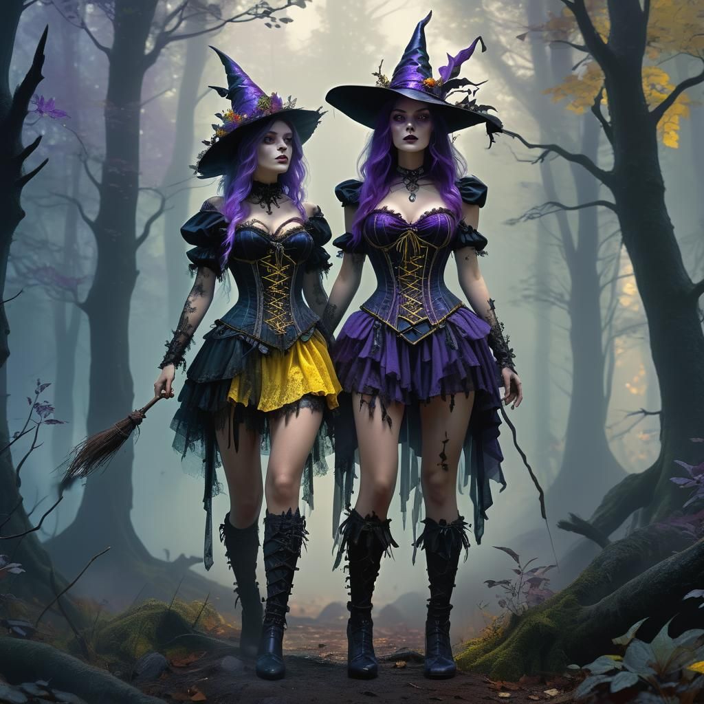 Forest Witch in Mist, Dark Fantasy Art