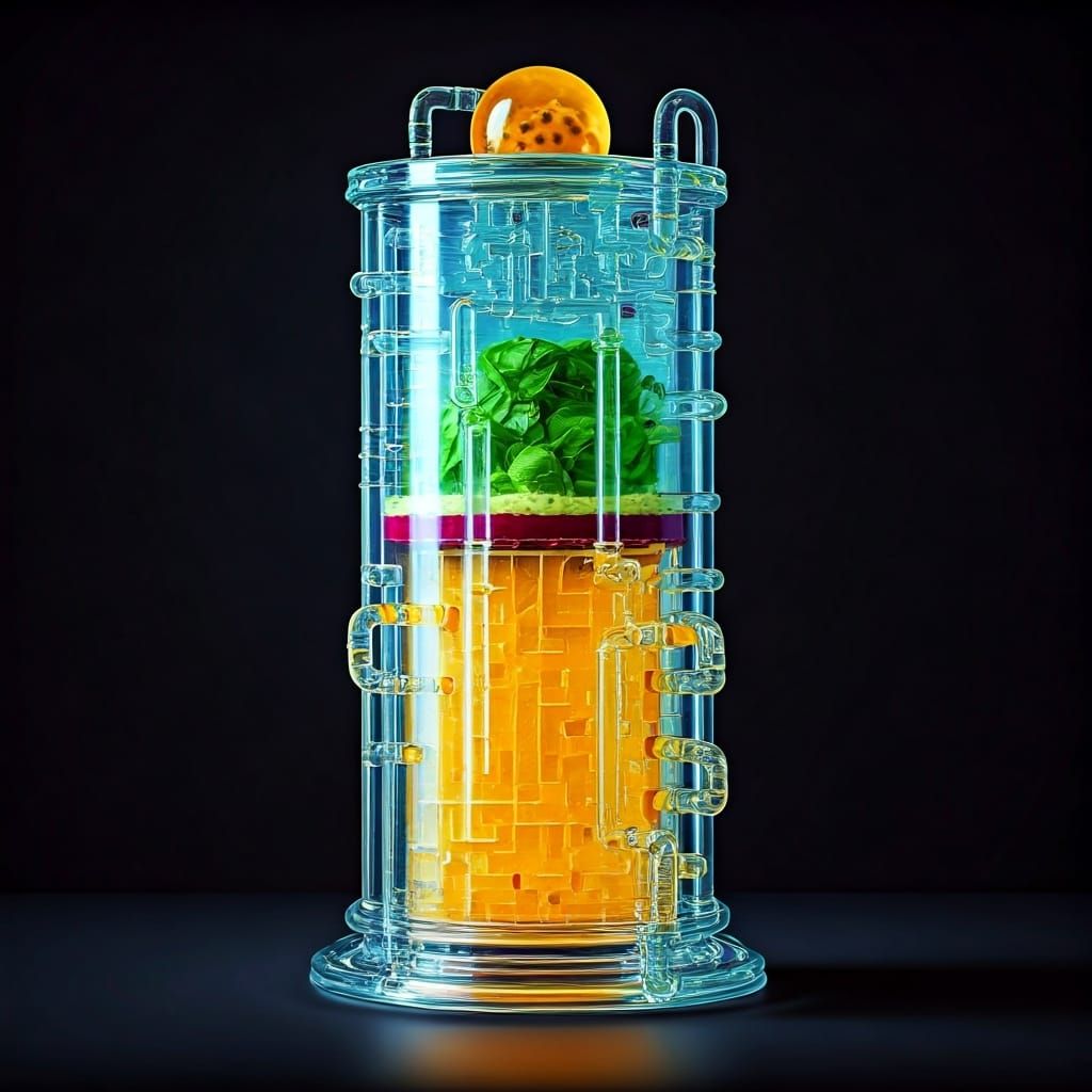 Transparent Glass Tower Sculpture with Glowing Gels