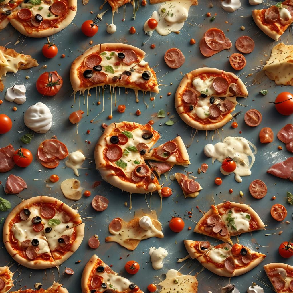 Mouth-Watering Pizza with Savory Toppings in Hyper-Realistic...