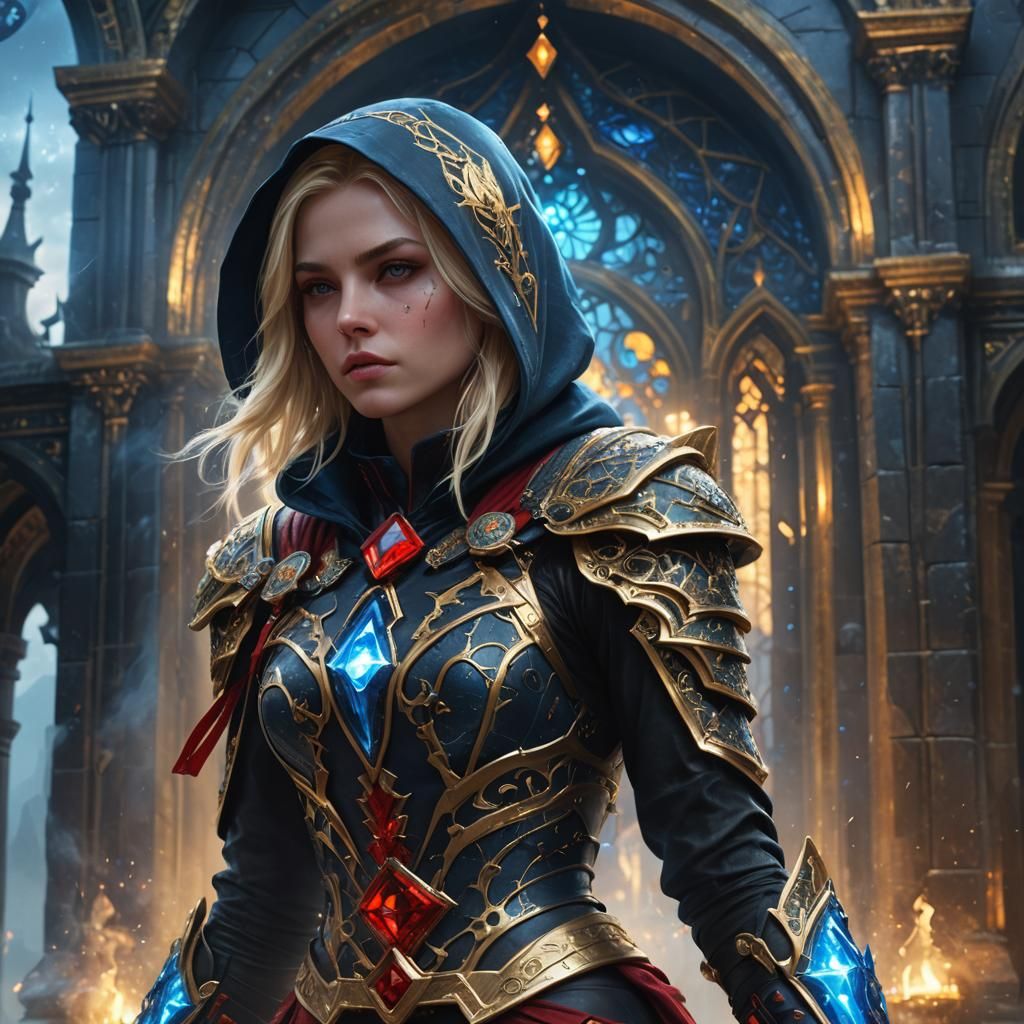 Female Assassin in Magical Suit Concept Art
