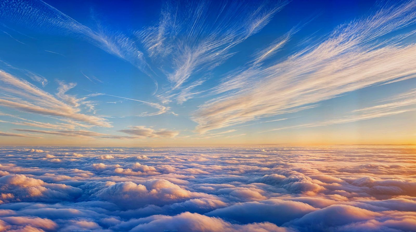 Spectacular Golden Hour Panorama with Whispy Clouds