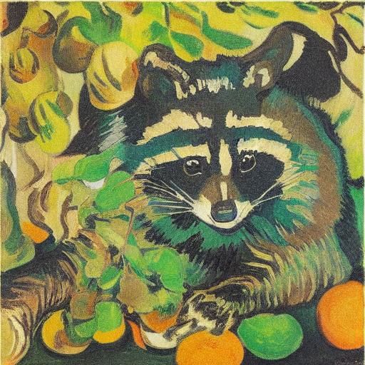 Raccoon Food Bag in Cubist Impressionist Style