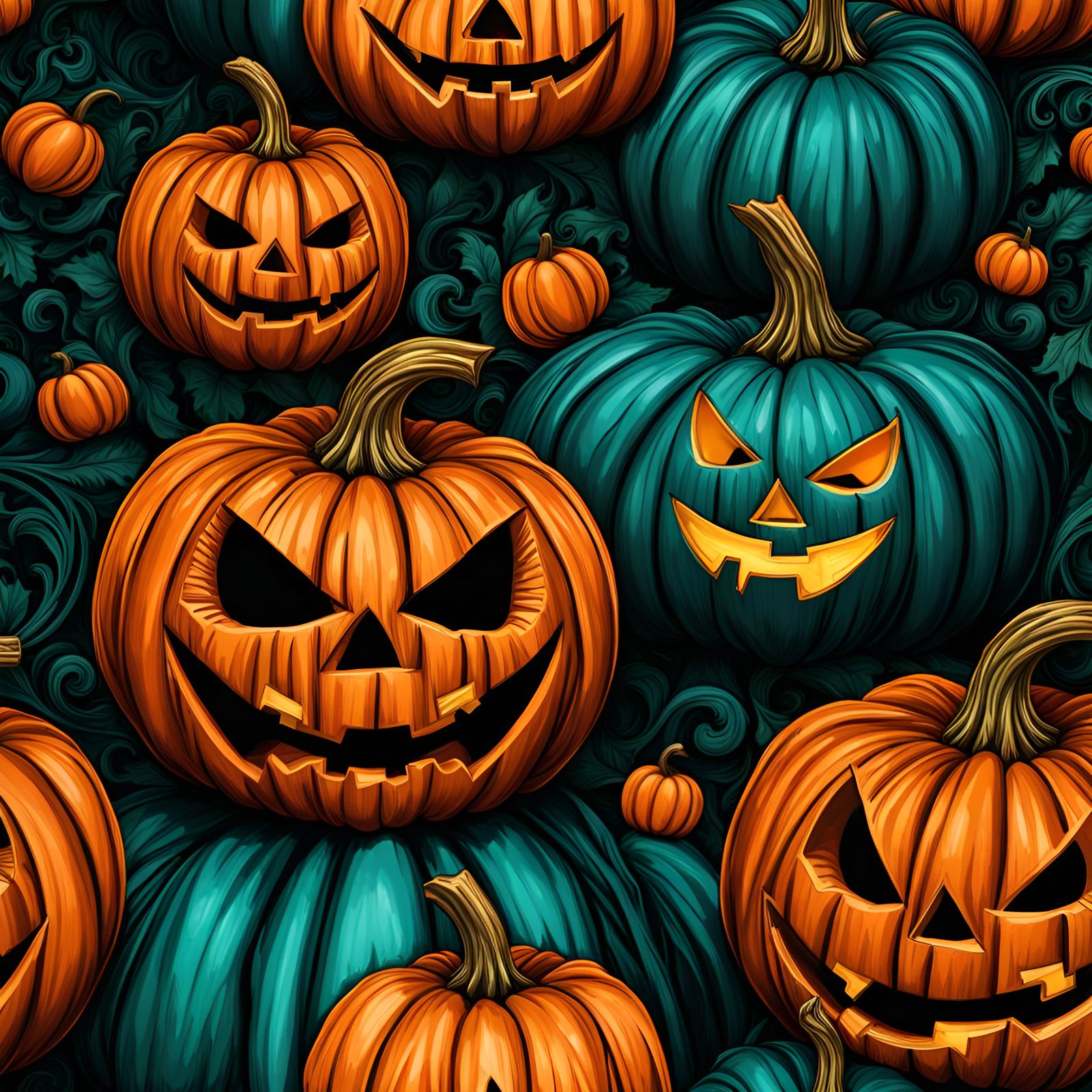 Sinister Carnivorous Jack-o'-Lantern in Gothic Horror Style