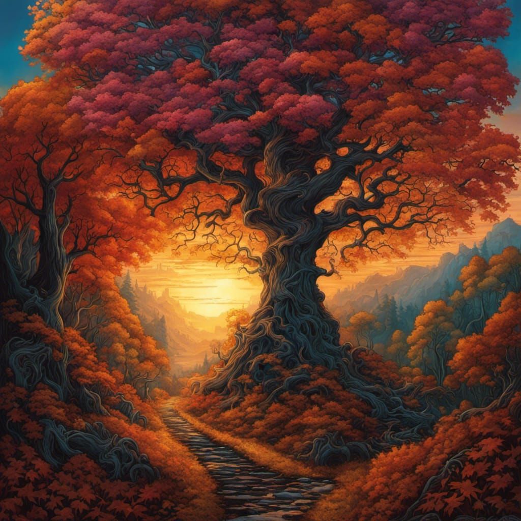 Gothic Autumn Forest in Tim Burton Style