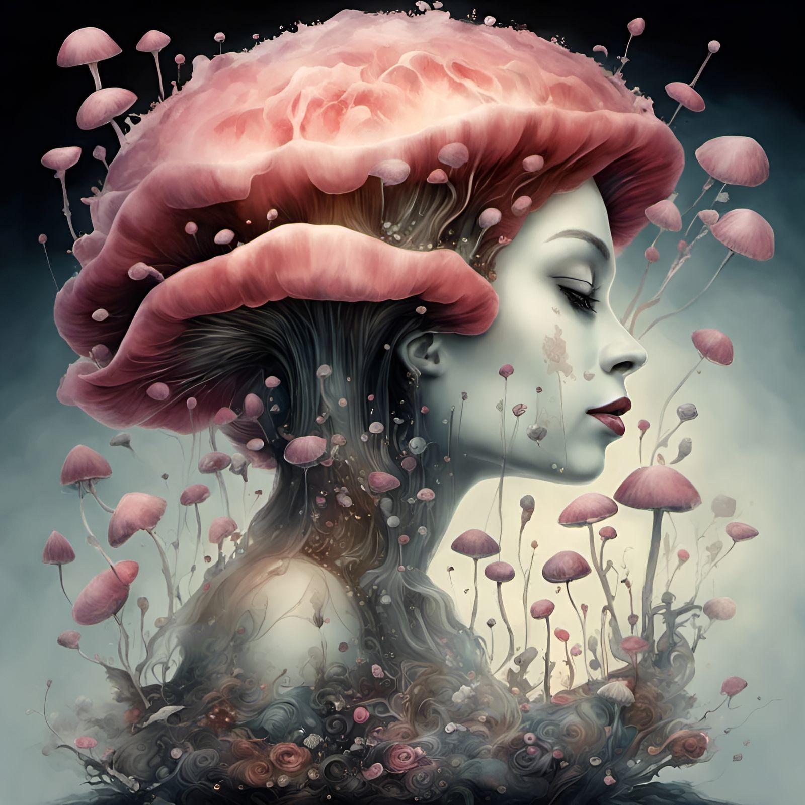 Surreal Bioluminescent Flora Cascading Through Cosmos