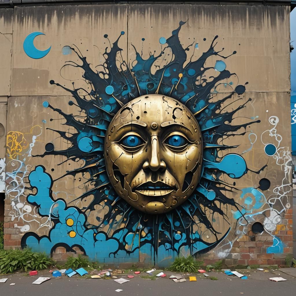 Colorful Graffiti Art of Blue Bay in Splash Style