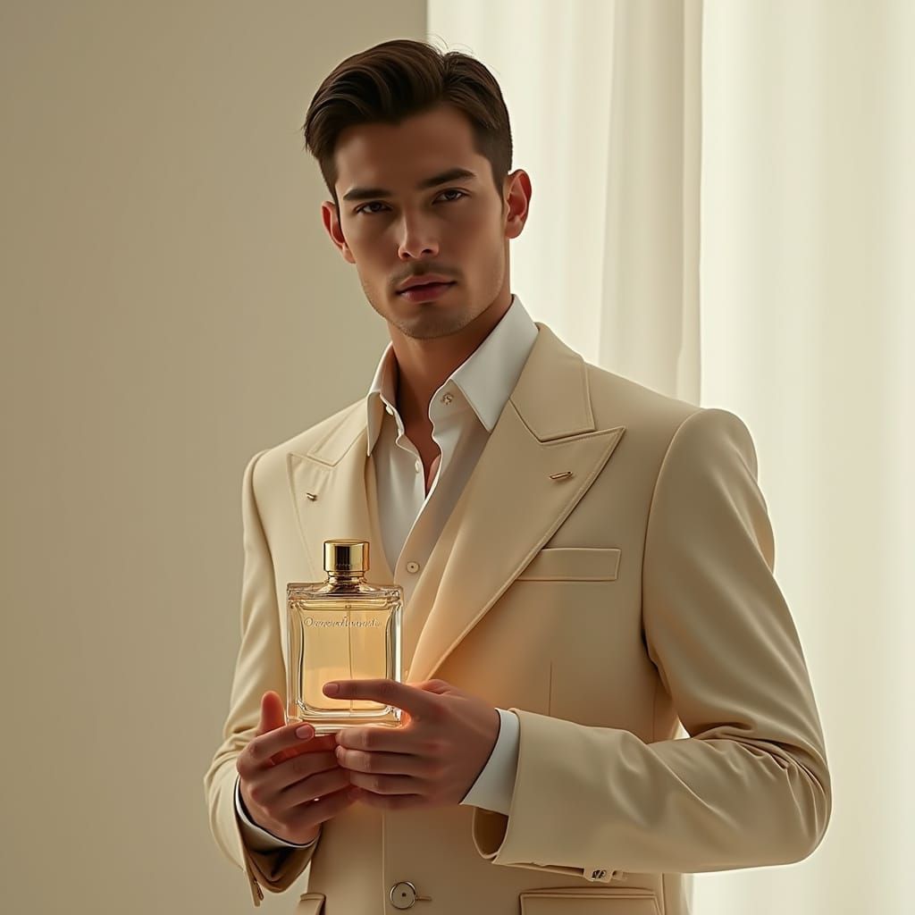 Luxurious Perfume Bottle in Futuristic Oriental Floral Style