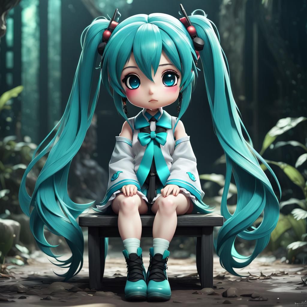 Chibi Porcelain Doll Hatsune Miku: Detailed Matte Painting