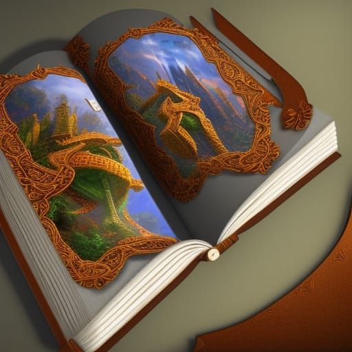 Detailed Book Stamp in Fantasy Concept Art Style