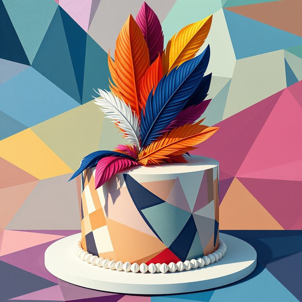 Geometric Cubist Cake Decoration in Art Deco Style