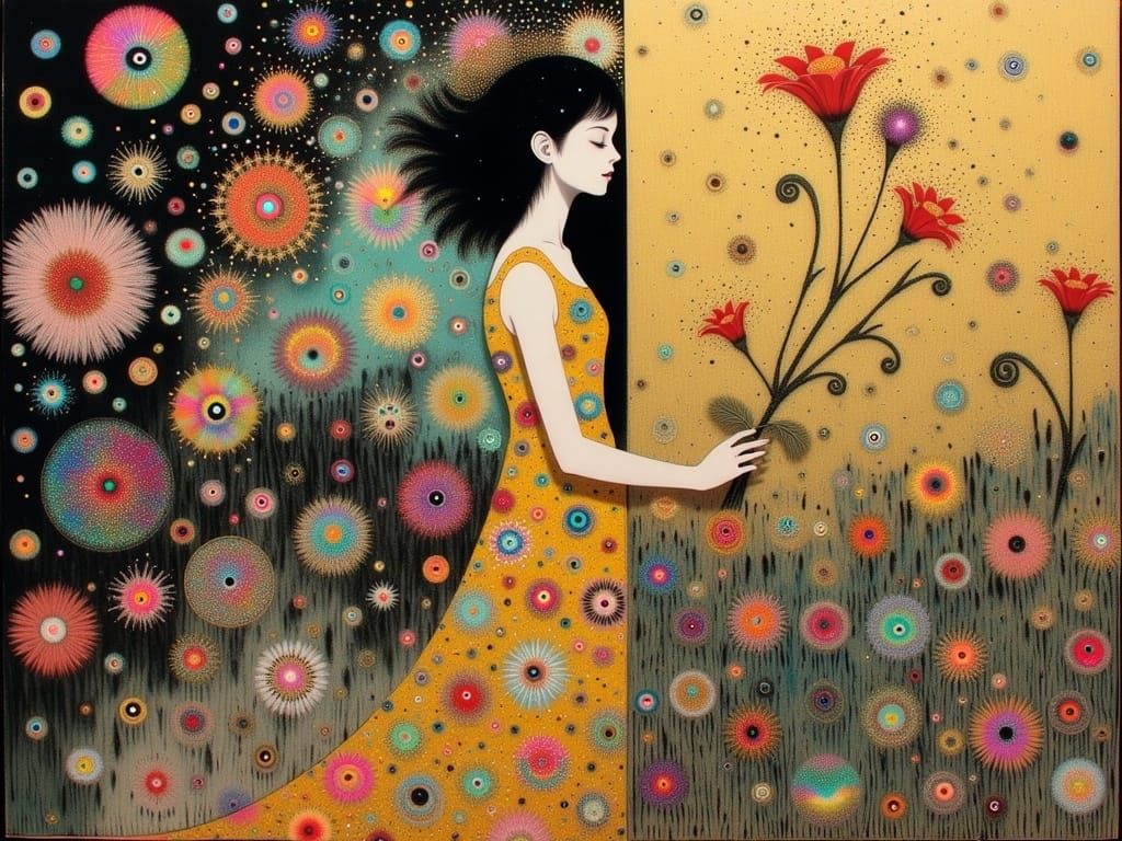 Golden Woman Portrait in Vienna Secession Style