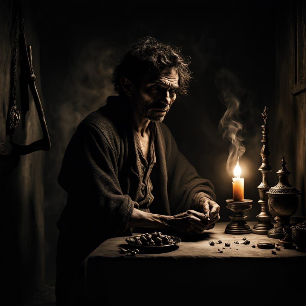 Old man cracking nuts