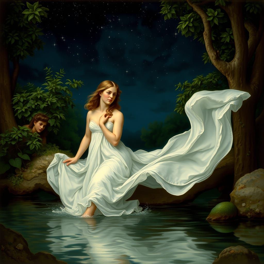 Water Nymph in Whimsical Neoclassical Style