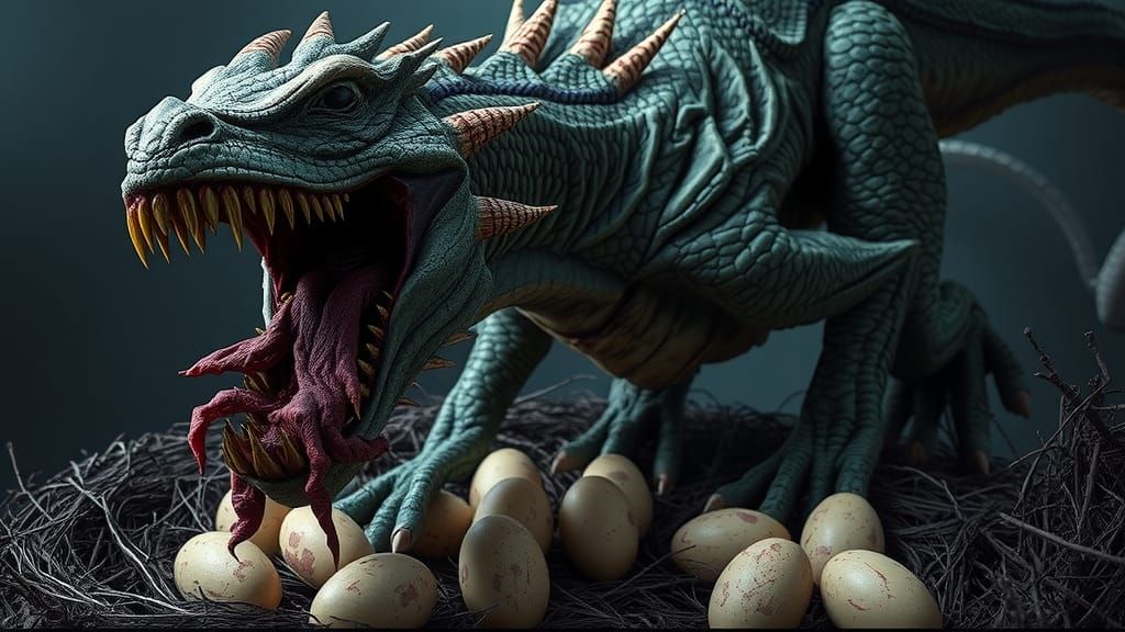 Zombie Dragon Mother in Dark Gothic Art Style