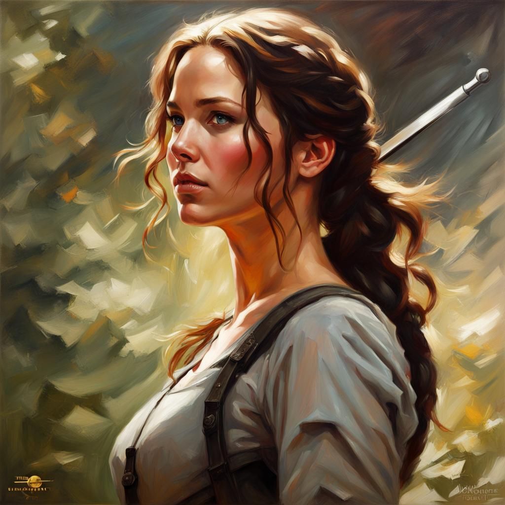 Katniss Everdeen Portrait in Art Nouveau Style
