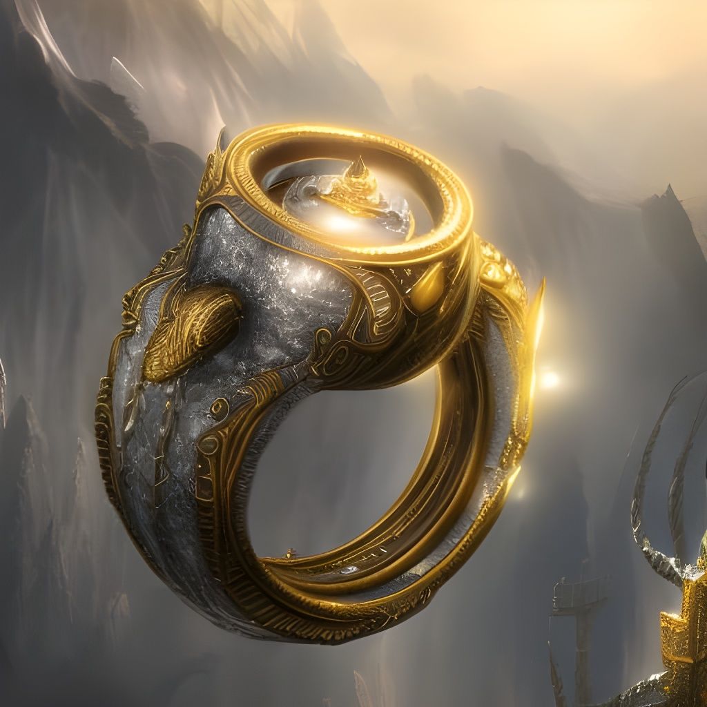 Gold Ring Surrounded by White Fluff: Fantasy Art