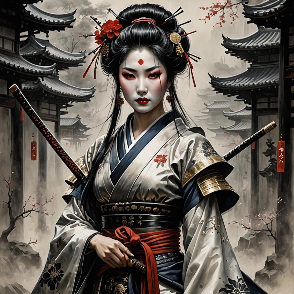 Samurai Geisha in Fantasy Art Style