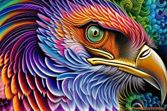 Iridescent Eagle in Dreamlike Digital Art
