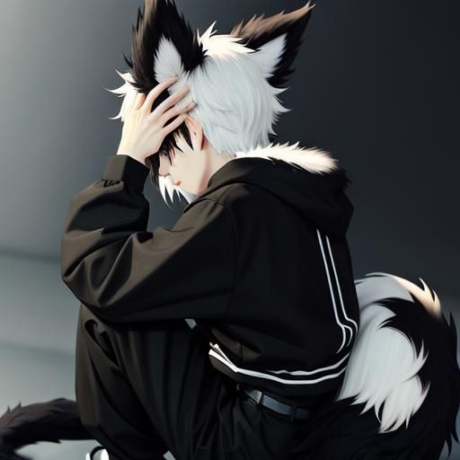 Cute Anime Furry Boy with Black Features
