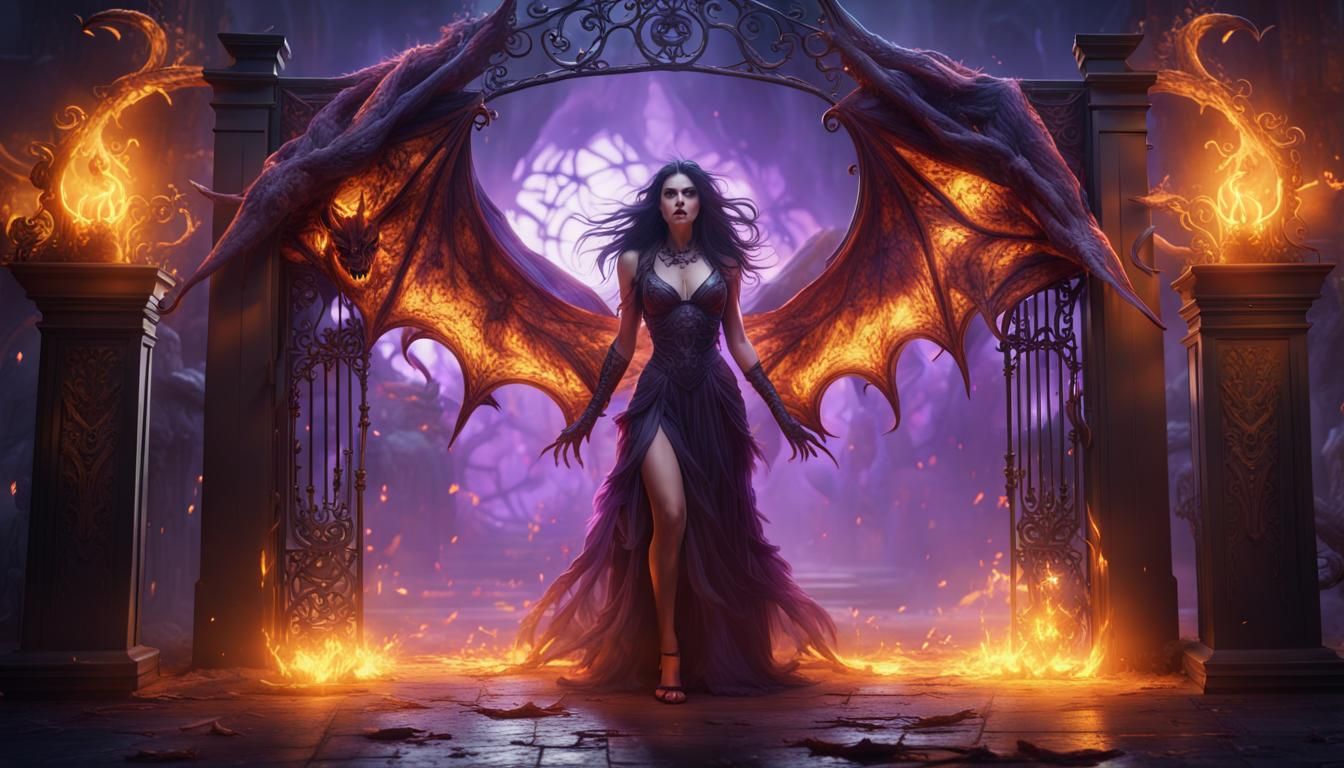 Brunette Demon Opens Gate to Hell in Dark Fantasy