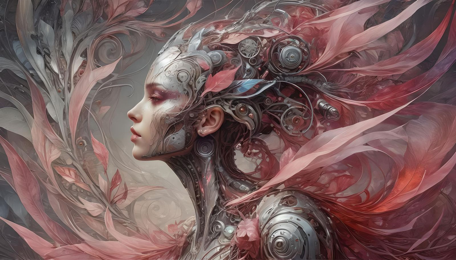 Luis Royo-Inspired Cyborg Fusion of Nature and Machine