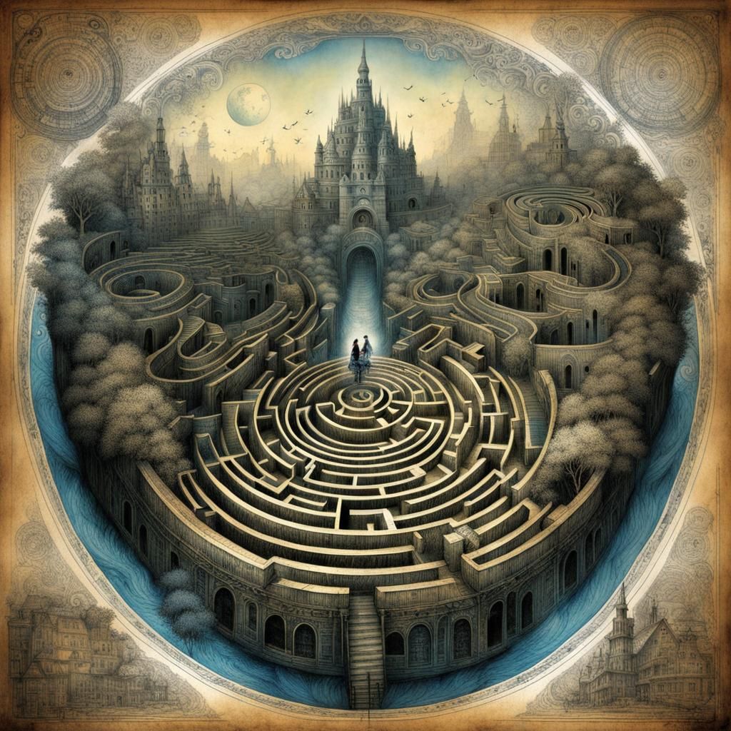 Sinister Heart Labyrinth Blueprint in Storybook Style