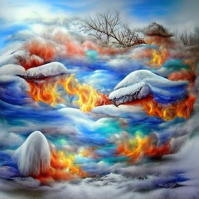 Frozen Fire Cloudscape: A Surreal AI Creation