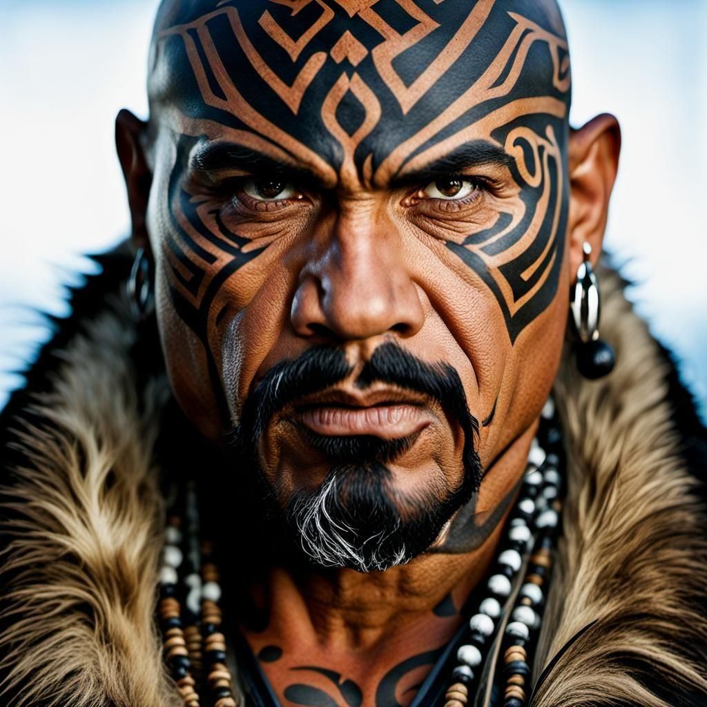 Portrait of a Māori warrior.