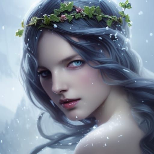 Snow Princess Portrait in Hyperdetailed Style