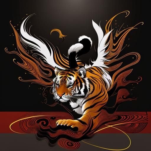 Majestic Tiger: Abstract Ink Silhouette