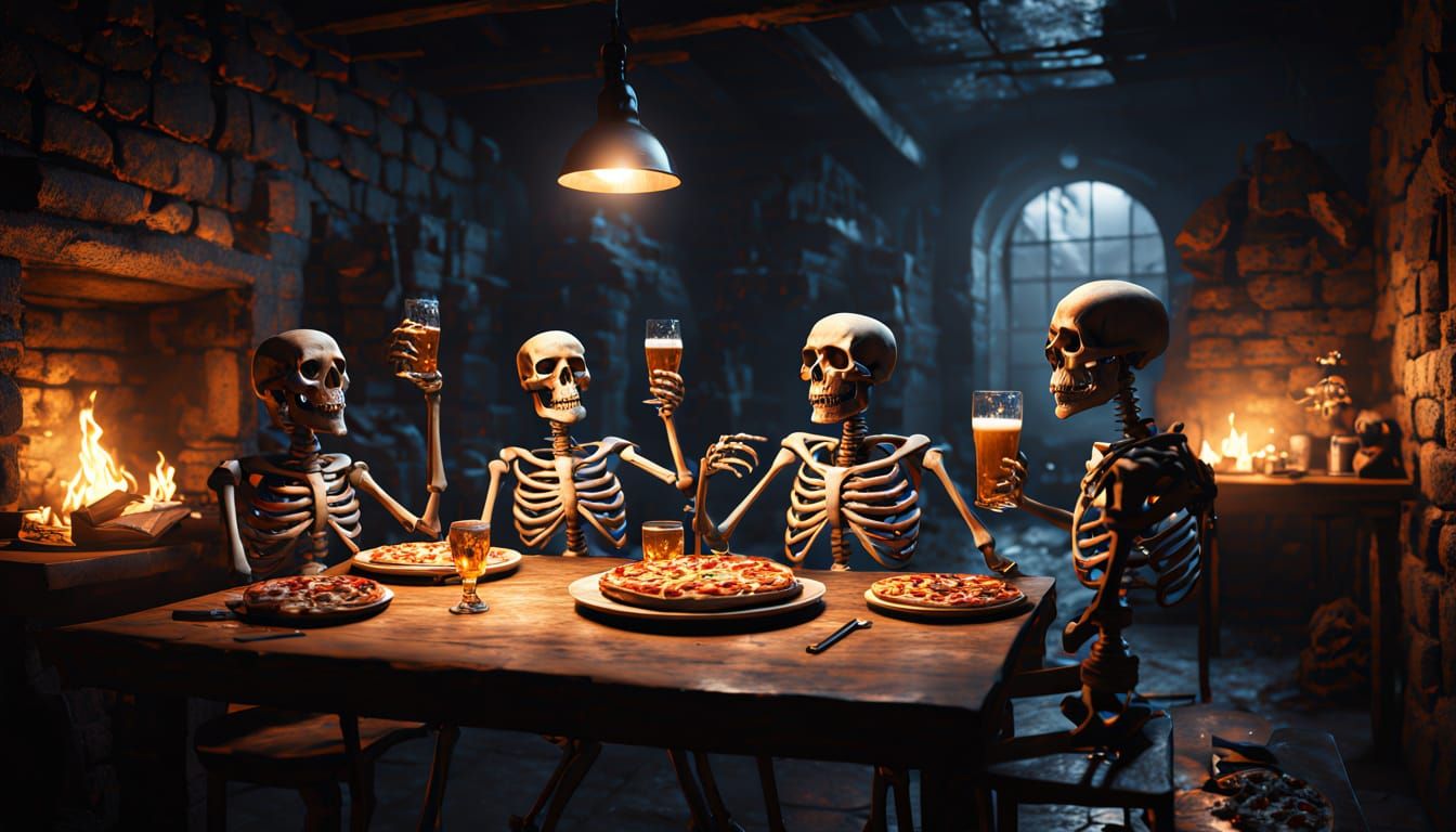 Skeleton Birthday Party in Dungeon
