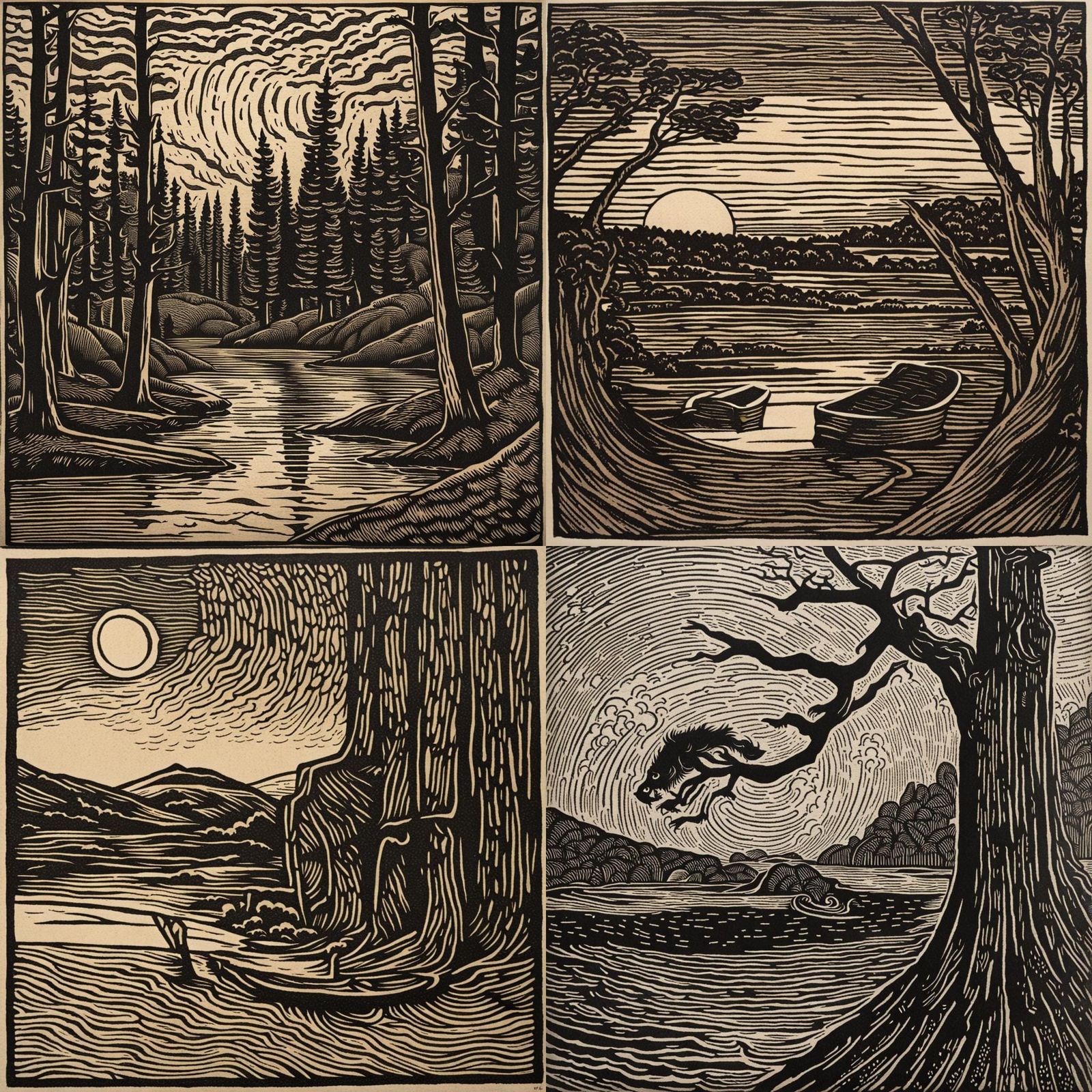 AI Generated Woodcut Illustration