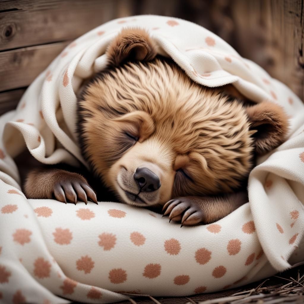 Cute Little Bear Sleeping Peacefully