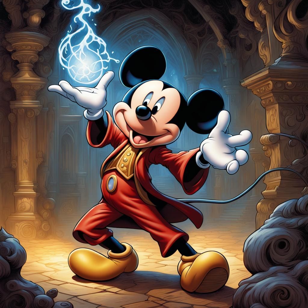 Mickey Mouse as Sorcerer Casting Spell