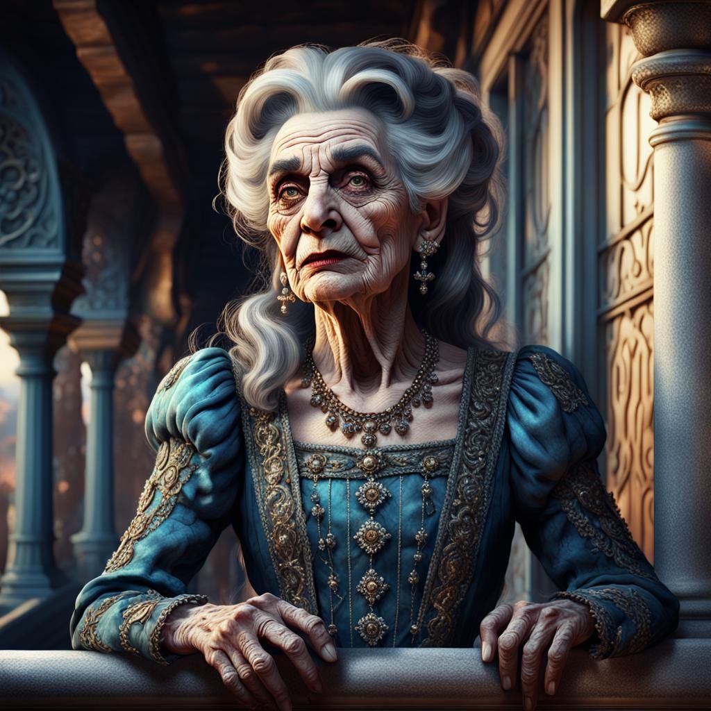 Transvestite Juliet on Balcony, Digital Art Masterpiece