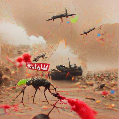 Intense War Scene Depicting Chaos and Destruction