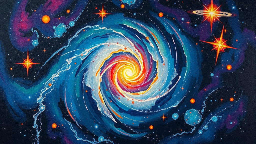Vibrant Spiral Galaxy in Expressionist Oil Painting Style