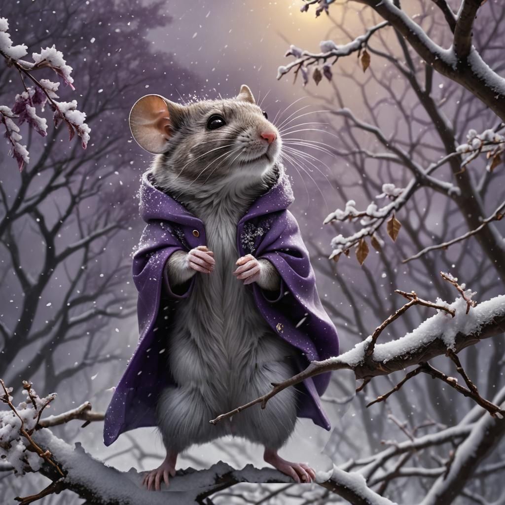 Mouse in Winter Storm, Fantasy Concept Art