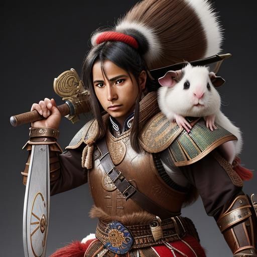 Guinea Pig Peruvian Warrior Portrait