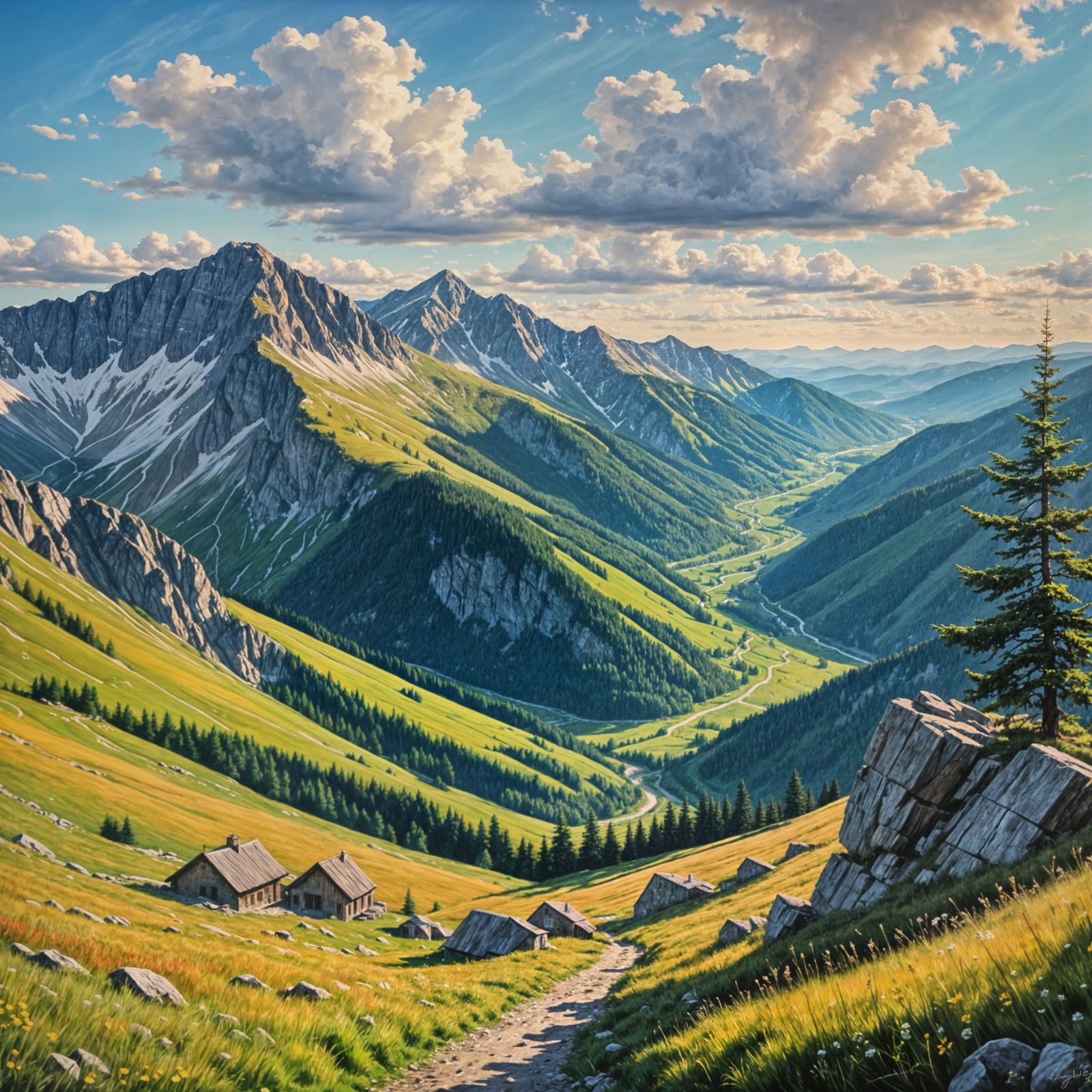 Pastel Beskid Mountains Masterpiece