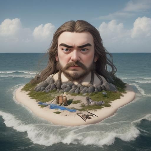 Generate a vivid image depicting giant humongous Gulliver tied with ropes across the body and hair and grounded flat on ...