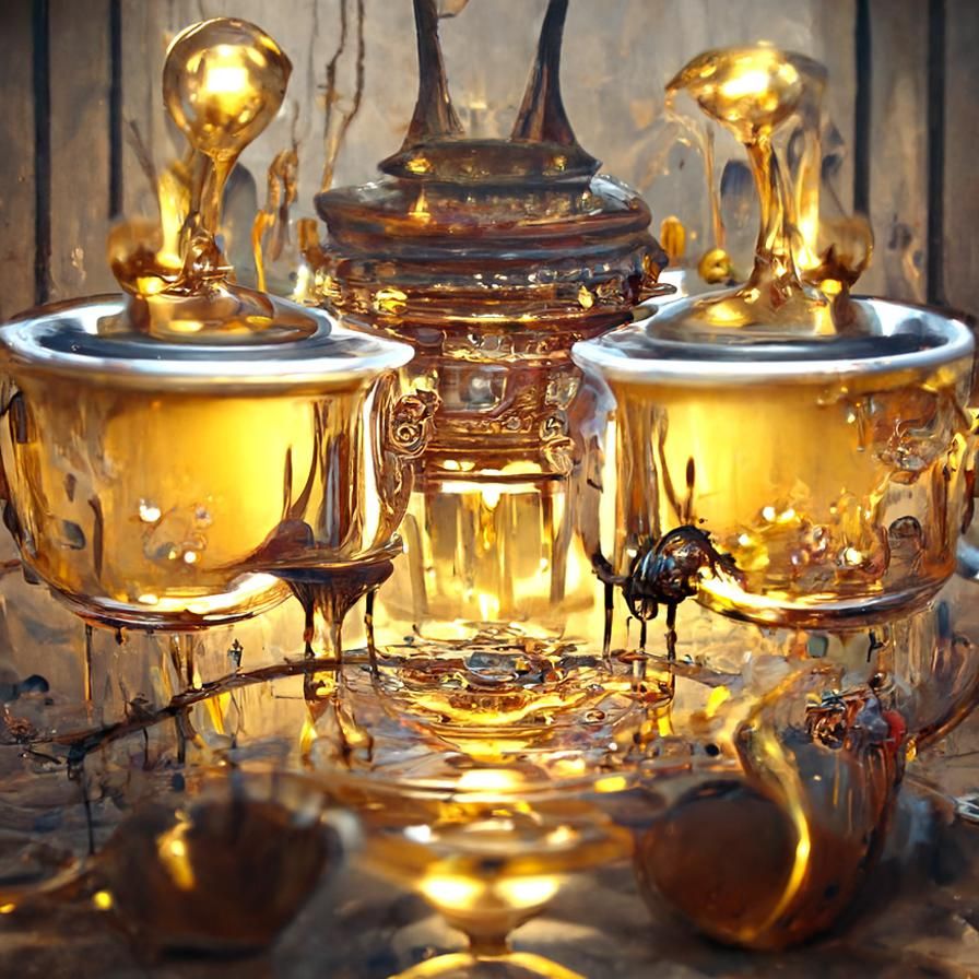 Glowing Honeypot in Kinetic Pointillism Style