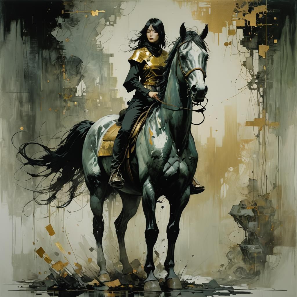Horse and Woman Fusion in Dark Fantasy Style