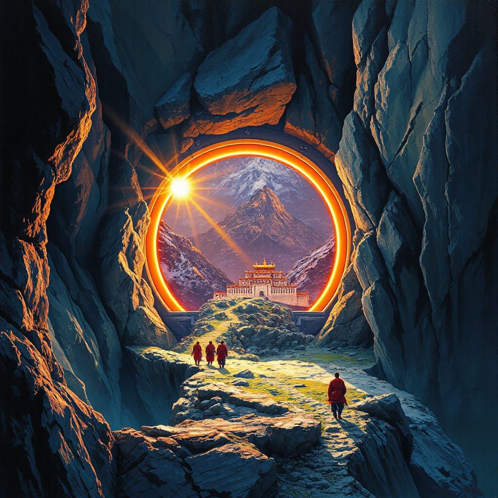 Futuristic Vault Door in Himalayan Cliffside