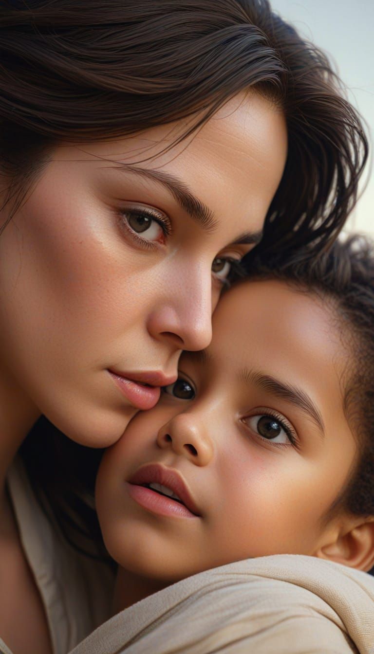 Motherly Love in Hyper-Realistic Detail